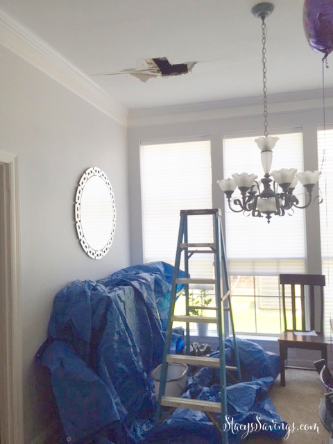 The dining room ceiling