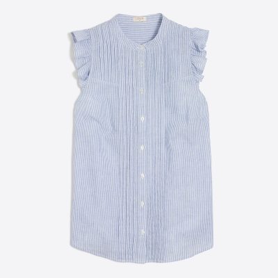 j crew factory sleeveless stripe ruffle top