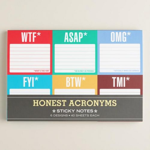 honest acronyms sticky notes