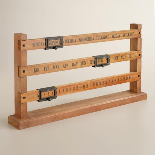wood and metal sliding calendar