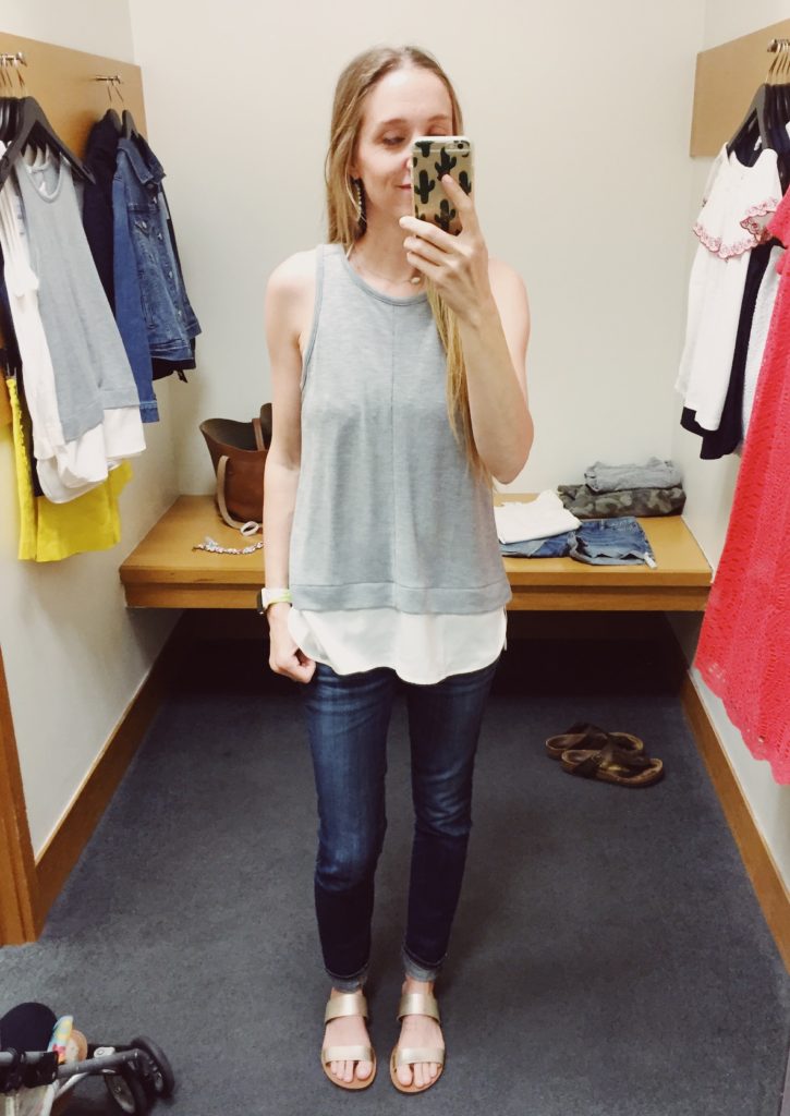 J.Crew Factory Drapey Tank with Silky hem. See all of the cute things I found at my local J.Crew Factory store in March 2018.
