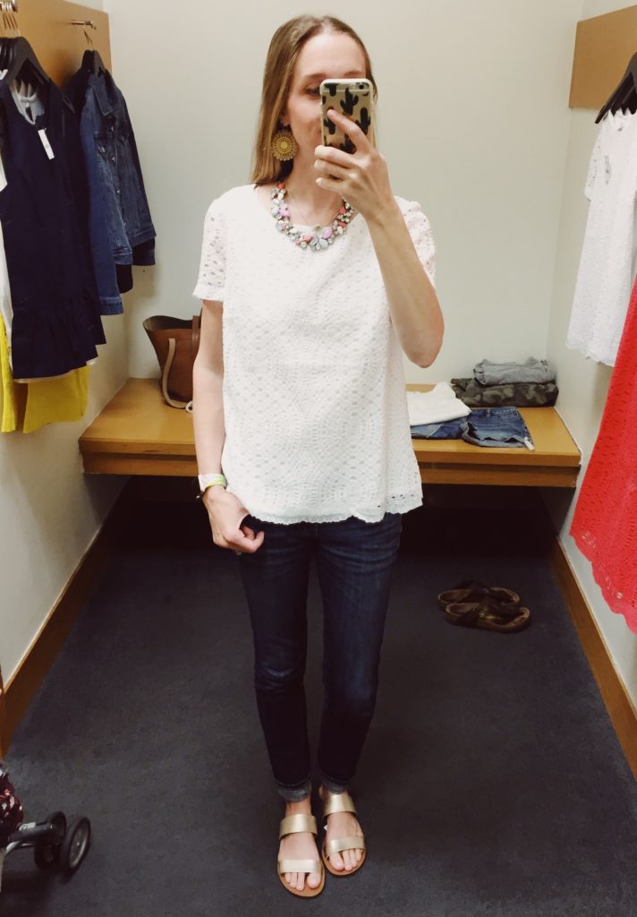 J.Crew Factory Lace Tee. See all of the cute things I found at my local J.Crew Factory store in March 2018.