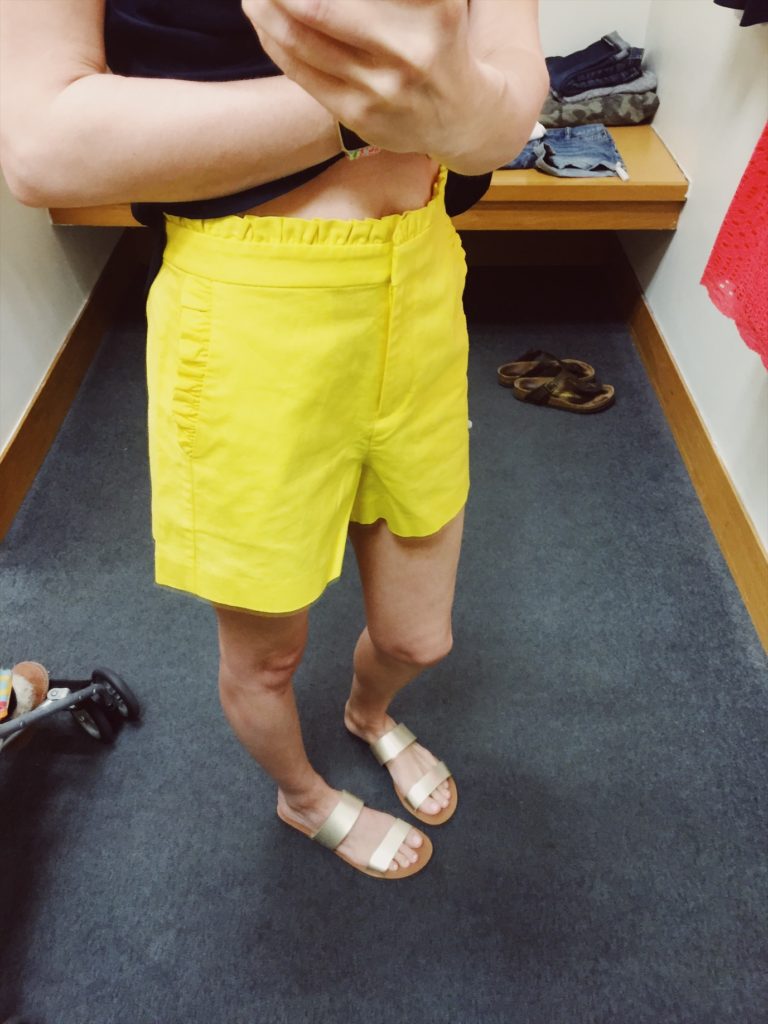 J.Crew Factory Yellow Ruffle Shorts. See all of the cute things I found at my local J.Crew Factory store in March 2018.