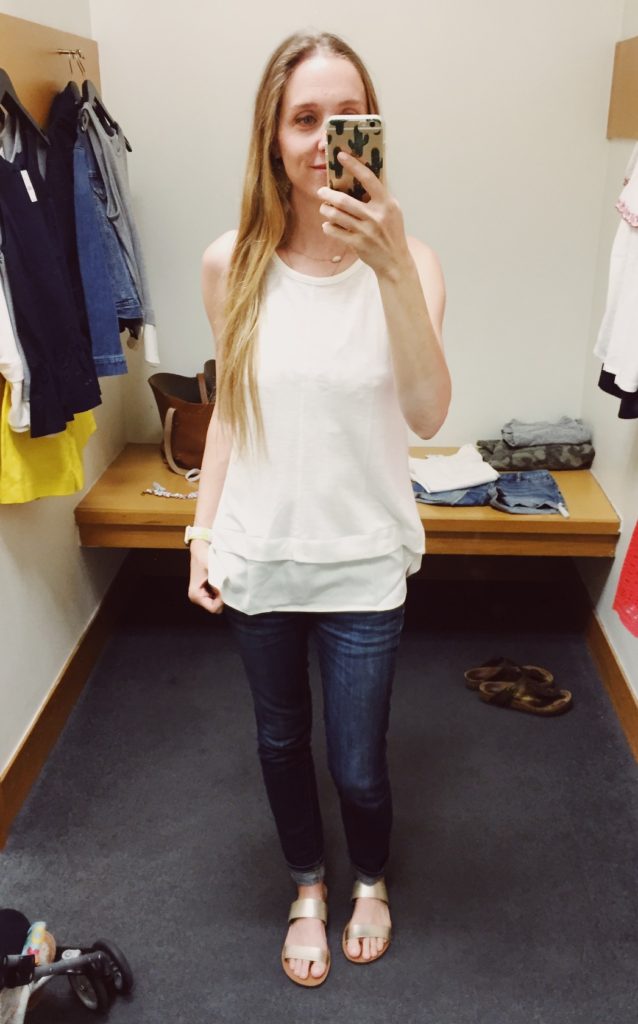 J.Crew Factory drapey tank with silky hem. See all of the cute things I found at my local J.Crew Factory store in March 2018.