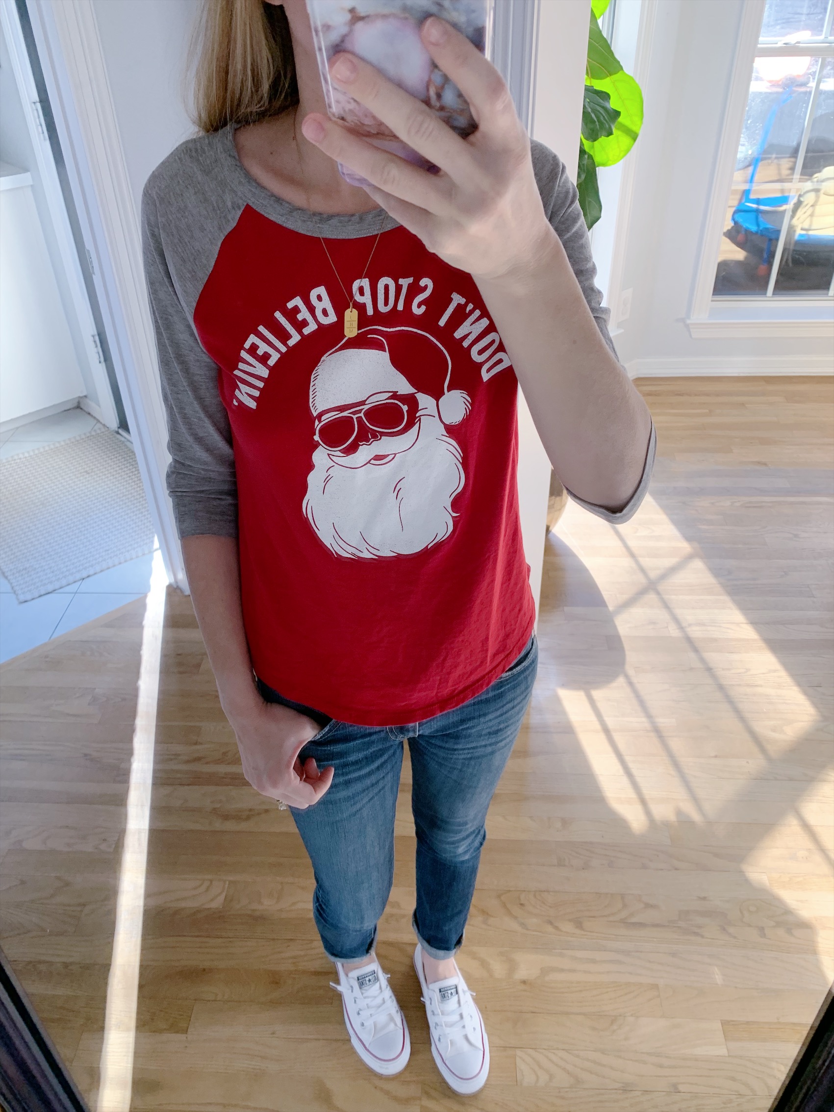 Get a Holiday Capsule Wardrobe so you can have festive outfits all season long! See how I mix and match casual pieces to create fun outfits to celebrate Christmas!
