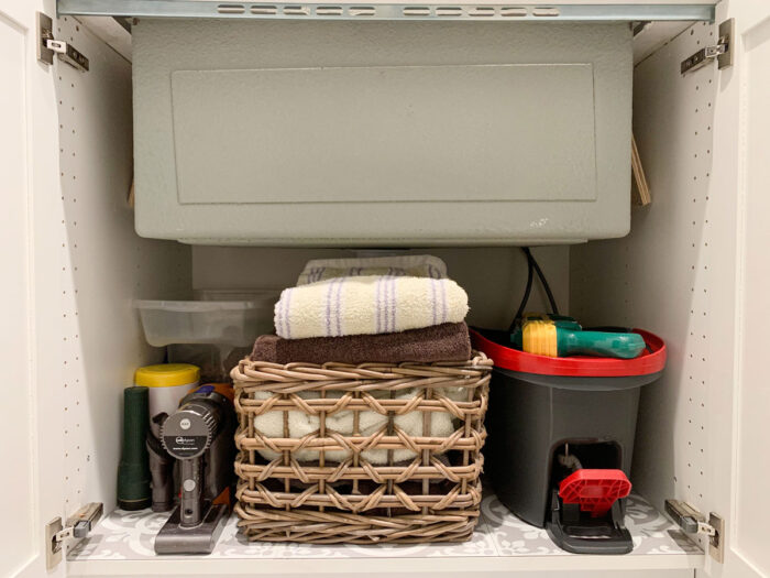 How I organize under the laundry room sink.