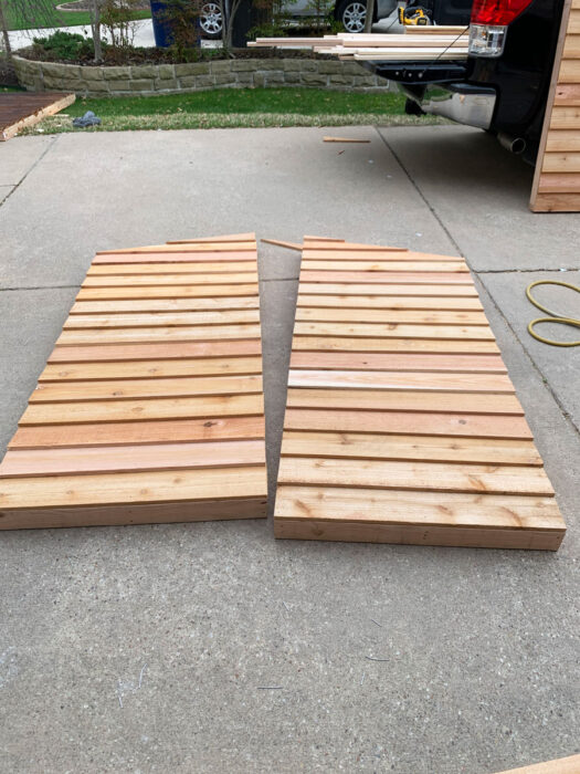 The Side Walls of our DIY Cedar Garden Shed