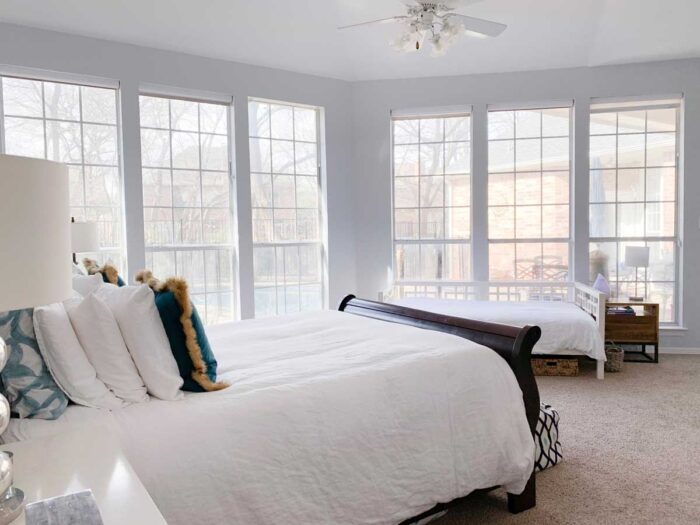 Mini Master Bedroom Makeover. This is phase 1 of the windows. See what our plans for this space are on the blog!
