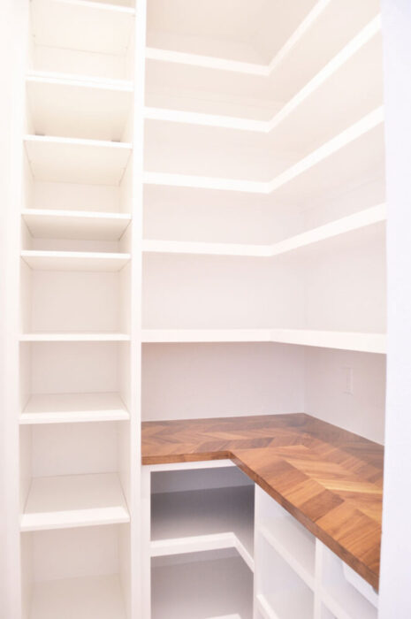Our Diy Custom Walk In Pantry Progress, How To Build Floating Corner Pantry Shelves