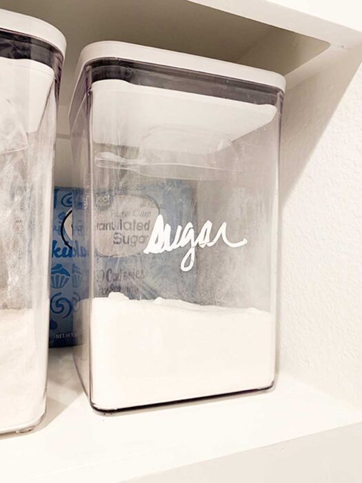 How I Organize My Walk-In Farmhouse Pantry including the new OXO Good Grips POP Containers with attached scoops.